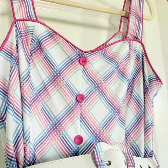 VOODOO VIXEN Vita Rainbow Tartan Fit & Flare Retro Dress XXL - Picture 6 of 15